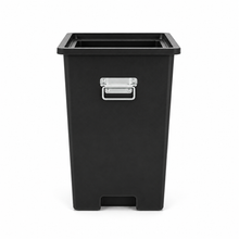 Load image into Gallery viewer, A black rectangular waste receptacle with a sturdy handle, designed for use in high-rise apartment rubbish chutes.

