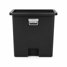 Load image into Gallery viewer, Black rectangular trash can with a solid handle and wide opening, designed for use in high-rise apartments' rubbish chutes.