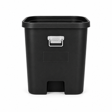 Load image into Gallery viewer, Black square-shaped waste receptacle designed for use in a rubbish chute, with a solid handle.