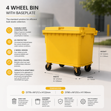 Load image into Gallery viewer, 4 Wheel Bin With Baseplate