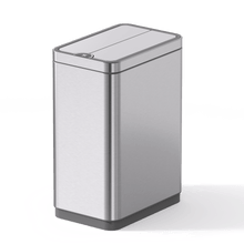 Load image into Gallery viewer, Rectangular stainless steel kitchen trash can with sleek modern design, fingerprint-resistant finish and durable construction for everyday use