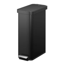 Load image into Gallery viewer, EKO Black rectangular slim trash/rubbish can with a step pedal 