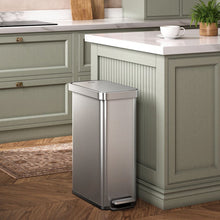 Load image into Gallery viewer, EKO stainless steel trash/rubbish slim bin, space saving perfect in a kitchen placed in a small/tiny space with large capacity