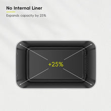 Load image into Gallery viewer, Black inner bin with 'No Internal Liner' text and '+25%' expansion 
