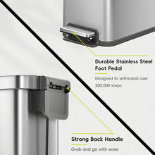 Load image into Gallery viewer, EKO Stainless steel trash/rubbish bin with foot pedal and back handle 