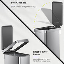 Load image into Gallery viewer, EKO Stainless steel trash/rubbish bin with soft close lid and liftable liner frame