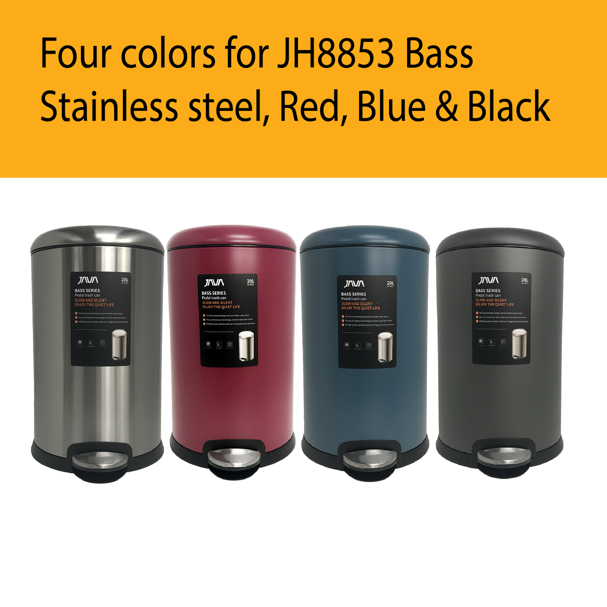 JH8853 | Pedal Bin | Stainless Steel Waste Bin Multiple Sizes | Ausko ...