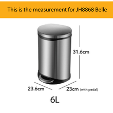 Load image into Gallery viewer, Compact stainless steel pedal trash bin with domed lid and sleek, space-saving design