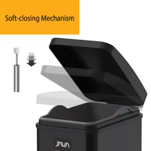 Load image into Gallery viewer, Trash bin with soft-closing lid mechanism for smooth, quiet operation and reduced slamming