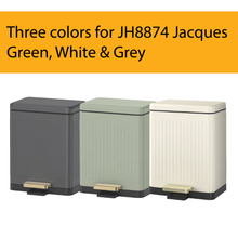Load image into Gallery viewer, JH8874 Jacques pedal trash bin available in green, white, and grey with modern textured design