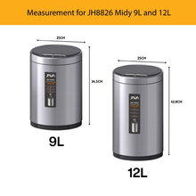 Load image into Gallery viewer, JH8826 Midy sensor trash bins in 9L and 12L sizes with compact round design and touchless lid opening