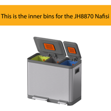 Load image into Gallery viewer, Dual-compartment inner bins for JH8870 Nafisi recycling trash can with removable color-coded liners and dual lids