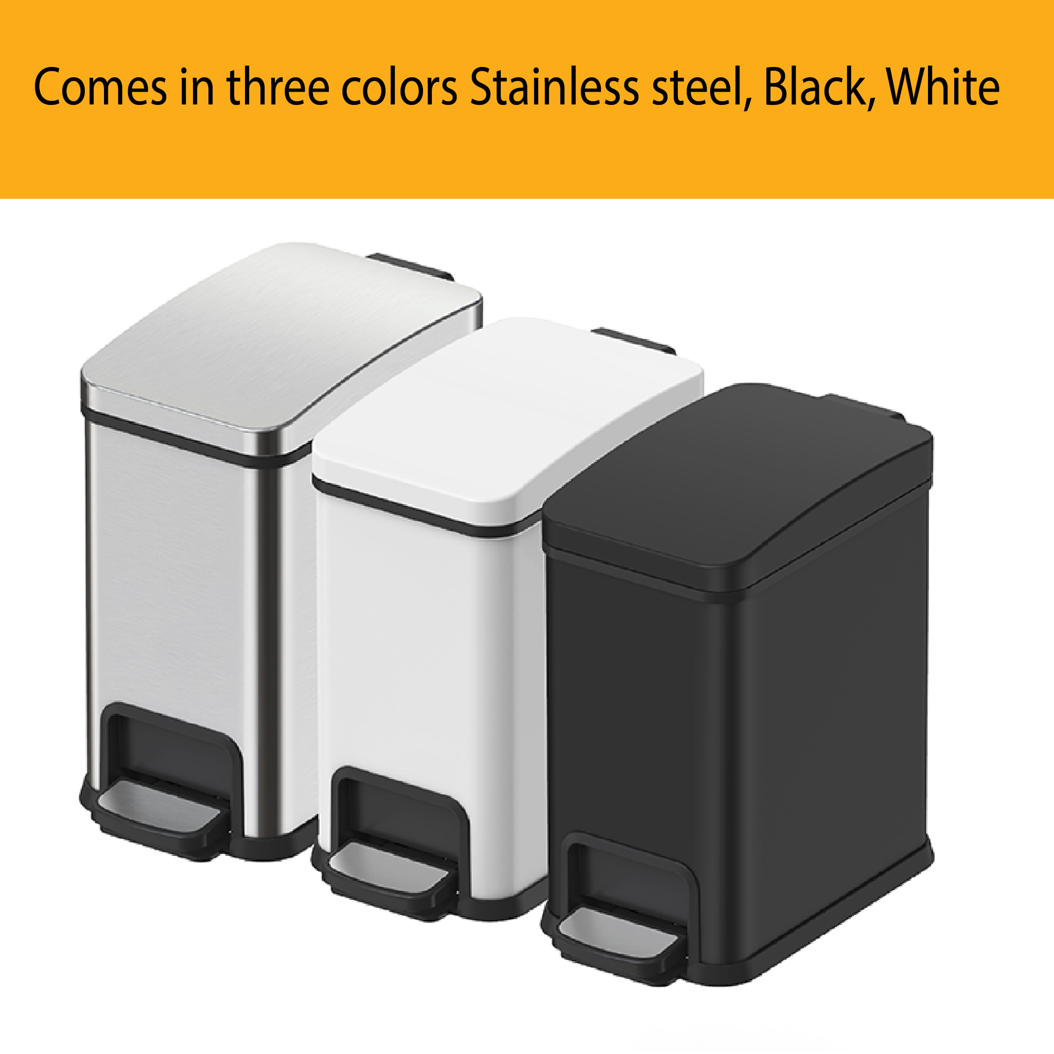 Ausko JH8867 | Pedal Bin | Stainless Steel Slim Soft-Close Waste Bin | Ausko ...