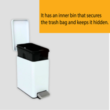 Load image into Gallery viewer, JAVA step-on trash/rubbish bin with inner liner bin, concealed trash bag design for a clean look and secure waste bag placement