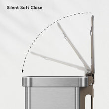Load image into Gallery viewer, EKO stainless steel bin with silent soft close feature for quiet, smooth operation.