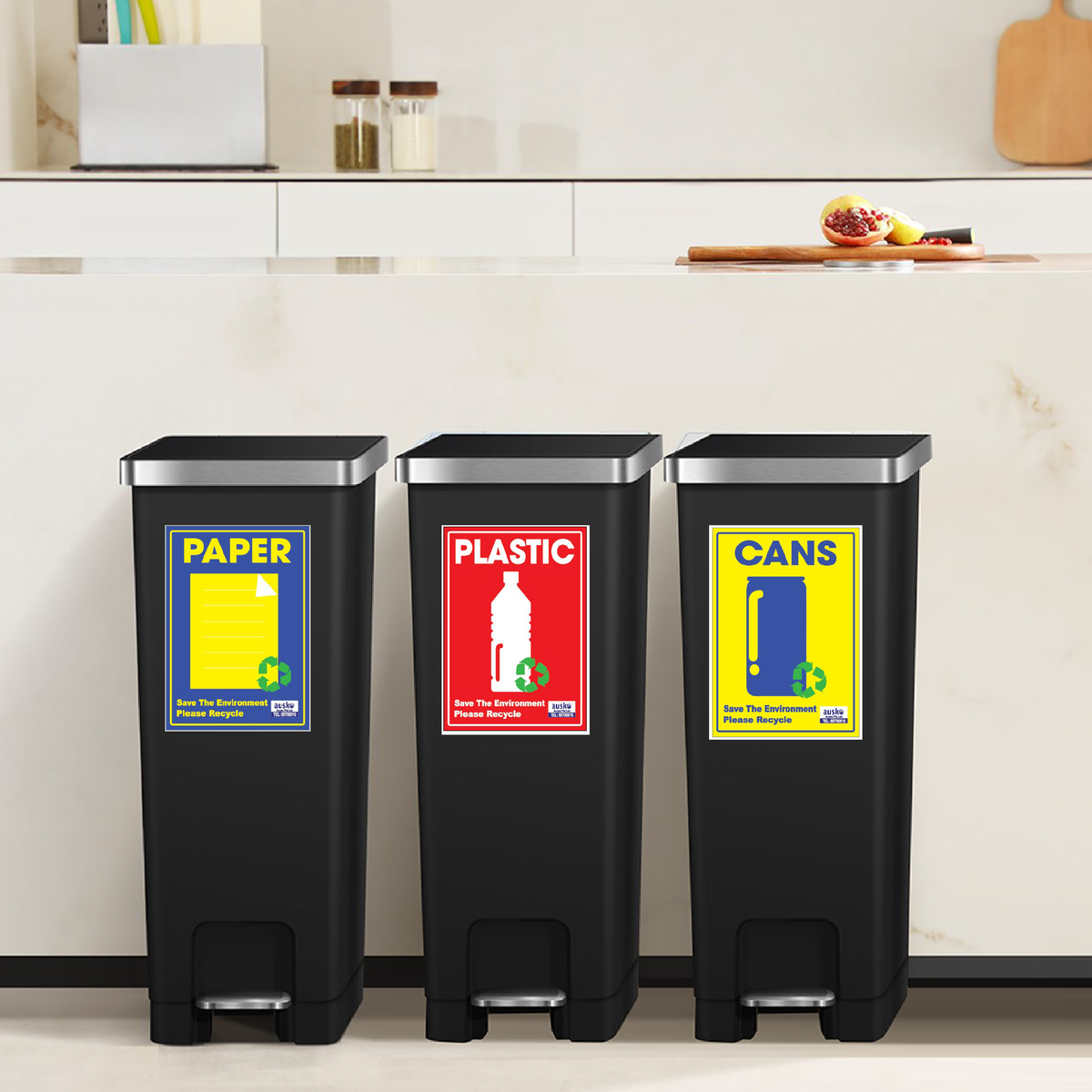 EK6377 | Recycling Bin | Slim Bin | Step Pedal Bin | Ausko – Ausko Pte Ltd