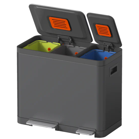Ausko JH8870 3-in-1 | Triple Compartment Recycling Bin | Pedal Bin | Ausko ...