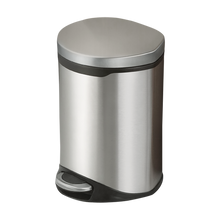 Load image into Gallery viewer, Compact stainless steel pedal bin with a smooth foot-operated lid, offering hygienic, hands-free use and a clean, modern finish for any space.