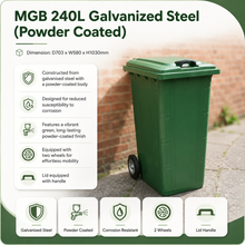 Load image into Gallery viewer, MGB 240L Galvanized Steel (Powder Coated)