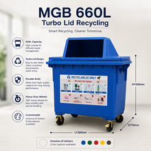 Load image into Gallery viewer, MGB 660L Turbo Lid Recycling
