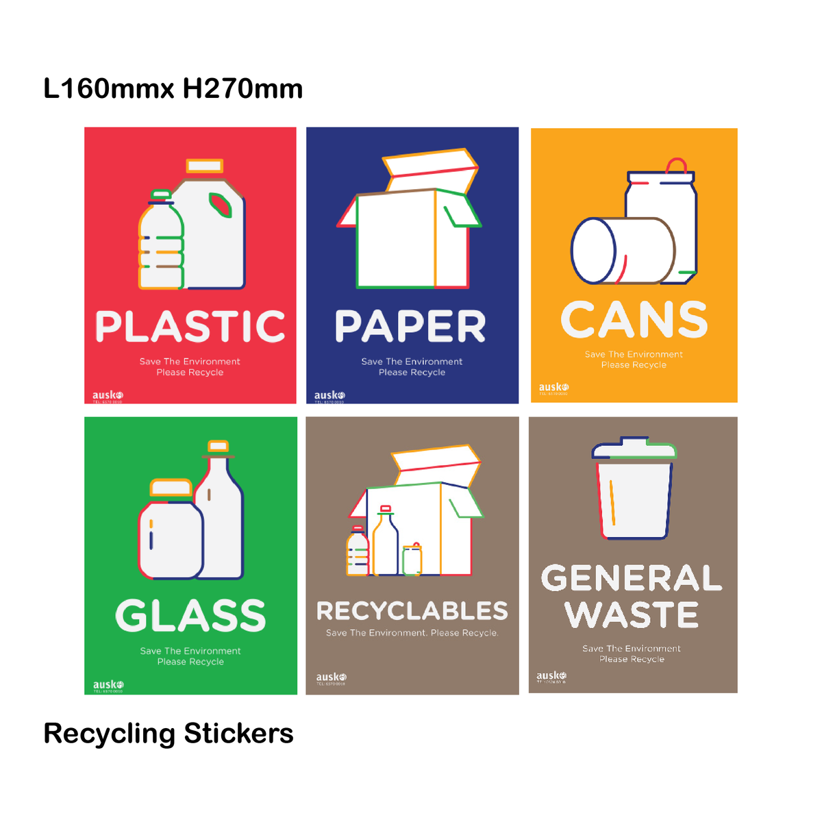 Restocking Materials Sticker 6-Stream Recycling Stickers | Recycling Sticker V3 | Ausko – Ausko Pte Ltd