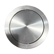 Load image into Gallery viewer, Round stainless steel swing lid with brushed finish, featuring a smooth circular push-open design for durable and convenient hands-free waste disposal