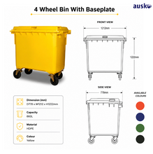 Load image into Gallery viewer, 4 Wheel Bin With Baseplate