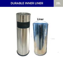 Load image into Gallery viewer, 28L stainless steel trash can with removable durable inner liner, commercial ashtray bin design for easy cleaning and long-lasting use