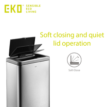Load image into Gallery viewer, EKO stainless steel trash/rubbish can with soft closing and quiet lid operation.