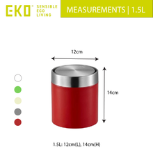 Load image into Gallery viewer, 1.5L EKO red small bin with silver lid and dimensions 12cm by 14cm