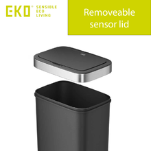Load image into Gallery viewer, Black trash bin with a removable sensor lid, featuring the EKO brand.