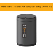 Load image into Gallery viewer, JH8826 Midy sensor trash can with rechargeable battery, featuring a compact round design, USB charging capability and touchless operation for convenient hands-free waste disposal