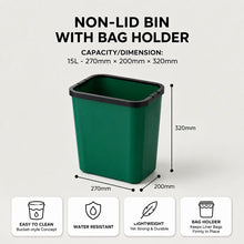 Load image into Gallery viewer, Non Lid Bin with Bag Holder 15L