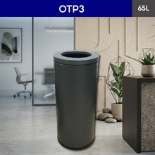 Load image into Gallery viewer, OTP3 65L commercial indoor trash can, modern cylindrical waste bin for office, lobby, and public spaces with open top design