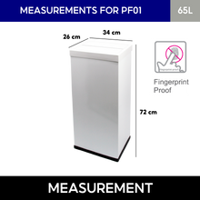 Load image into Gallery viewer, PF01 65L rectangular white trash can with minimalist design, featuring a smooth durable body, fingerprint-resistant finish and space-saving shape for modern indoor or commercial waste management
