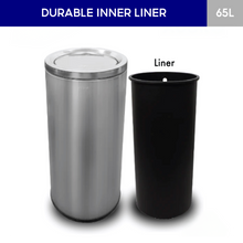Load image into Gallery viewer, 65L Stainless steel trash/rubbish bin a black durable inner liner 