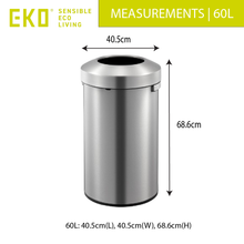 Load image into Gallery viewer, Round stainless steel trash can with removable lid, featuring hidden liner design for a clean seamless look and durable modern construction for everyday use