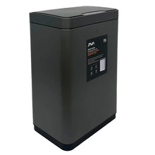 Load image into Gallery viewer, Matte black rectangular trash can with a modern minimalist design, featuring a smooth durable finish, flat lid and compact space-saving shape for everyday home or kitchen use