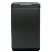 Load image into Gallery viewer, Stainless steel trash can with soft-close lid in motion, featuring a quiet and smooth closing mechanism with modern rectangular design for noise-free everyday use