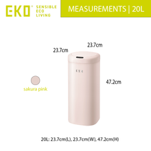 Load image into Gallery viewer, EKO 15L sakura pink trash can with compact rectangular design, featuring a soft-close lid, smooth matte finish and modern space-saving style for everyday home use